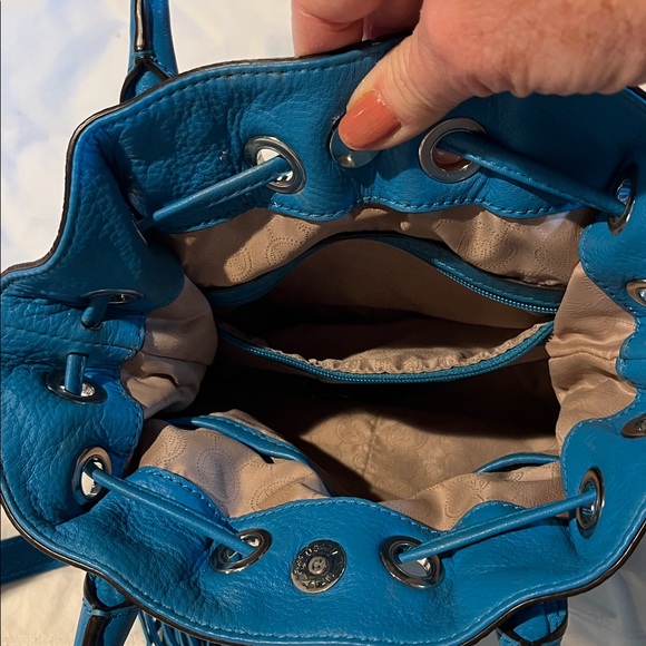 Michael Kors turquoise Blue pebble Leather Tassel Satchel Handbag - Picture 3 of 5